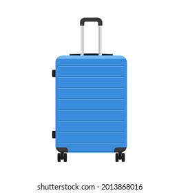 Vector illustration of travel blue suitcase isolated on white background