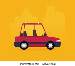 Vector illustration of a travel car isolated on color background