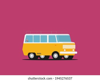 Vector illustration of a travel car isolated on color background