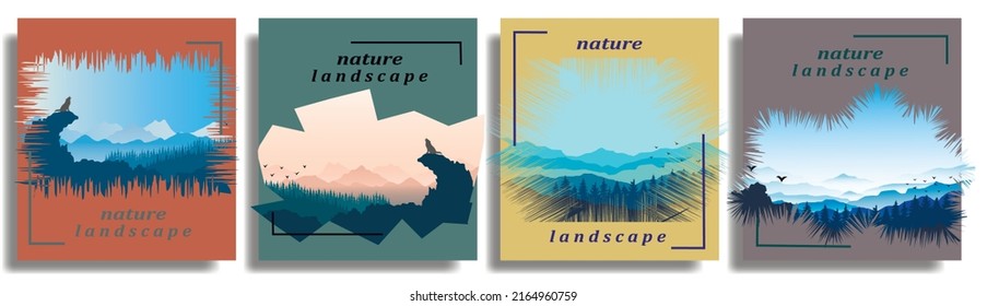 Vector illustration. Travel concept of discovery, study and observation of nature. Flat design template of social media, blog post, poster, invitation, gift card.