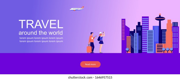 vector illustration travel concept for landing page, web, ui, banner, flyer, poster, template, background