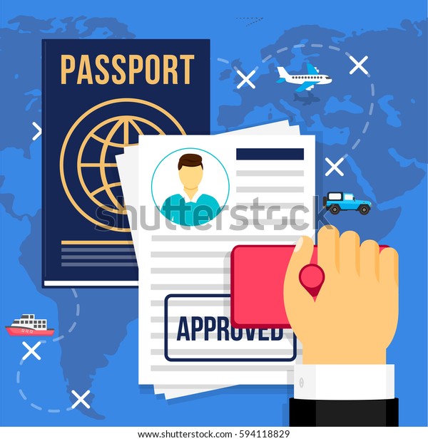 Vector Illustration Travel Documents Passport Approved Stock Vector ...