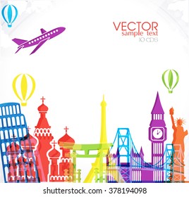 Vector illustration of travel famous monuments