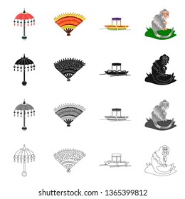 Vector illustration of  and travel icon. Collection of  and traditional stock vector illustration.