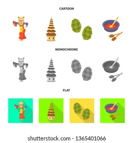 Vector illustration of  and travel icon. Set of  and traditional vector icon for stock.