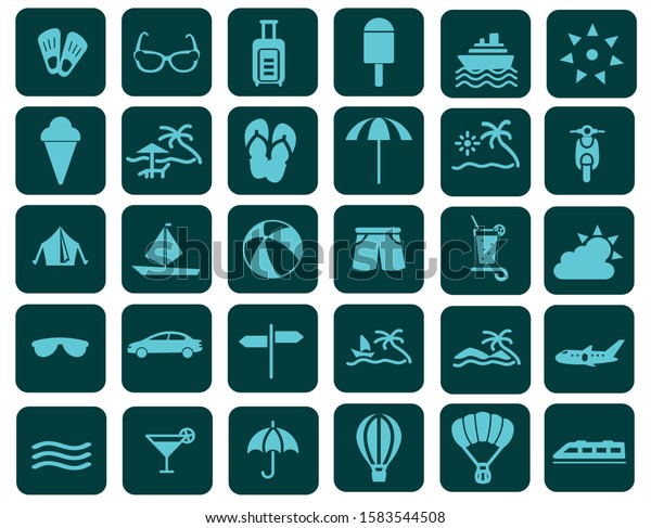 vector illustration, travel icons isolation various\
symbols blue.