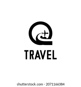 vector illustration of travel logo, airplane flying vector