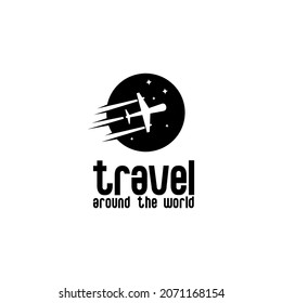 vector illustration of travel logo, airplane flying vector