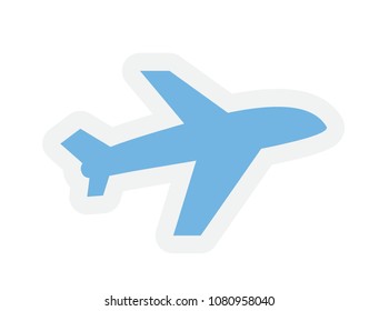 vector illustration travel luggage sticker of blue fly plane