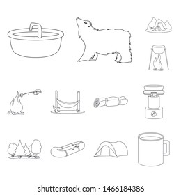 Vector illustration of travel and nature symbol. Collection of travel and park stock symbol for web.