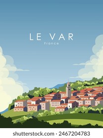 Vector illustration. Travel poster, banner, postcard, cover. Le Var France. Poster design, vertical banner. Travel, tourism. Modern design.