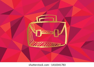 Vector Illustration of Travel / School Bag Icon with Red Polygon and Geometric. Graphic Design for Template, Layout, Background, Poster and More