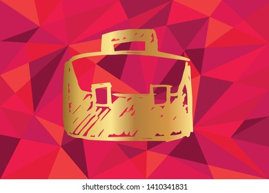 Vector Illustration of Travel / School Bag Icon with Red Polygon and Geometric. Graphic Design for Template, Layout, Background, Poster and More