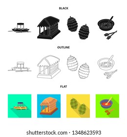 Vector illustration of  and travel sign. Collection of  and traditional stock vector illustration.