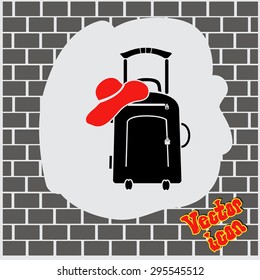Vector illustration with travel suitcase and beach hat