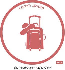 Vector illustration with travel suitcase and beach hat