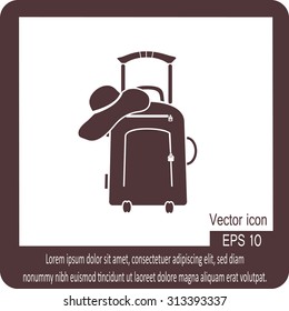 Vector illustration with travel suitcase and beach hat