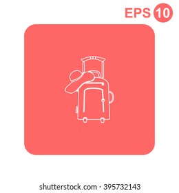 Vector illustration with travel suitcase and beach hat.