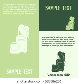 Vector illustration with travel suitcase and beach hat