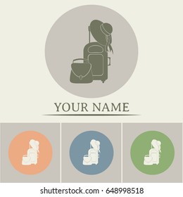 Vector illustration with travel suitcase and beach hat