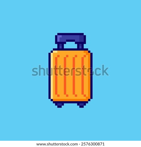 Vector Illustration of Travel Suitcase with Pixel Art Design, perfect for game assets themed designs