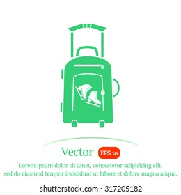 Vector illustration with travel suitcase and skates.