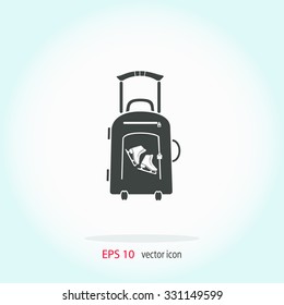 Vector illustration with travel suitcase and skates.
