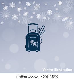 Vector illustration with travel suitcase and skates.