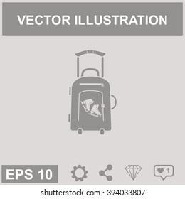 Vector illustration with travel suitcase and skates.