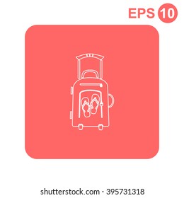 Vector illustration with travel suitcase and slippers.