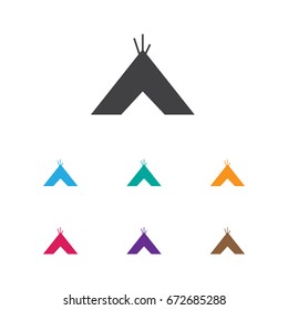Vector Illustration Of Travel Symbol On Tepee Icon. Premium Quality Isolated Tabernacle Element In Trendy Flat Style.