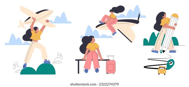 Vector illustration. Travel, tourism set. Elements for website, social media, infographics. Isolated vector.