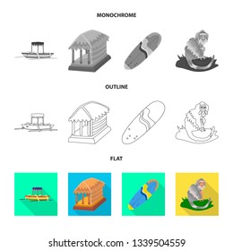 Vector illustration of travel and tourism symbol. Set of travel and island stock vector illustration.