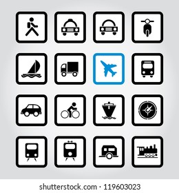 Vector Illustration Of Travel And Transportation Icons.