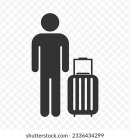 Vector illustration of traveler icon in dark color and transparent background(PNG).