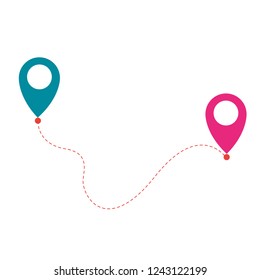 Vector illustration of traveling geolocation sign in simple flat style