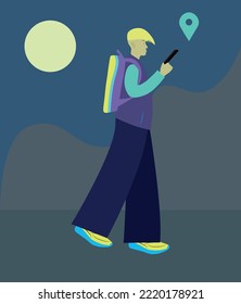 vector illustration with traveling men