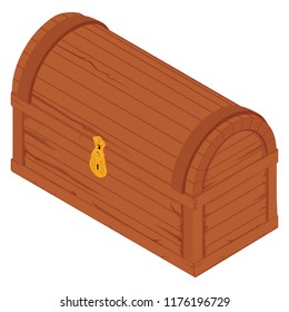 Vector  illustration of treasure chest for animation. Closed antique box. Isolated on white background. Game user interface (GUI) element for video games, computer or web design.
