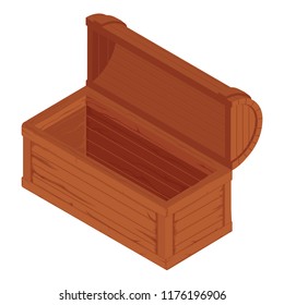 Vector  illustration of treasure chest for animation. Opened antique box. Isolated on white background. Game user interface (GUI) element for video games, computer or web design.