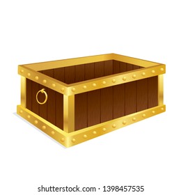 Vector illustration of treasure chest isolated on white background.