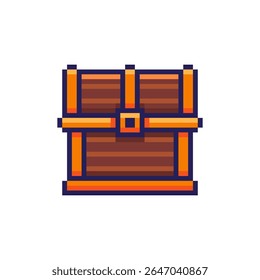 Ilustración vectorial de cofre del tesoro con diseño de arte de píxeles, perfecto para diseños temáticos de activos de juego