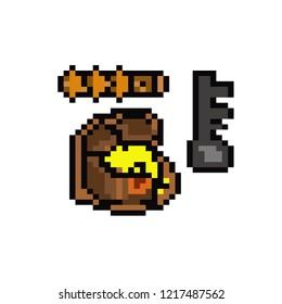 vector Illustration of treasure
 in pixel style