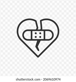 Vector illustration of treat a broken heart icon in dark color and transparent background(png).
