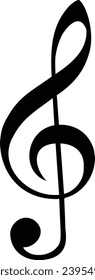 Vector illustration of treble clef musical symbol. Treble clef icon isolated in white background