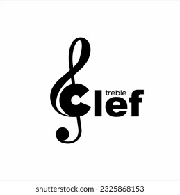 Vector illustration. Treble clef word logo design with its unique symbol with letter C.
