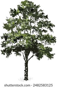 A vector illustration of a tree with an abstract artistic touch, this image is very unique and suitable for use as canvas print decorations, resembling a real hand-painted artwork.