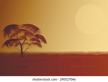 Vector illustration of tree in Africa