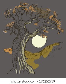 Vector illustration of tree in autumn