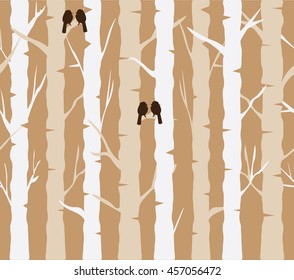 vector illustration of tree background with birds