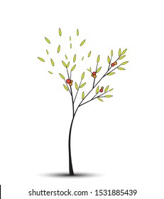 Vector illustration of tree. Tree background with green leaves